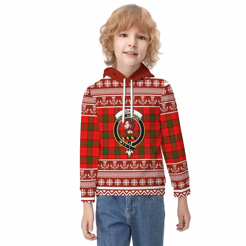 Adair Clan Tartan Christmas Kid Hoodie with Family Crest - Tartan Vibes Clothing