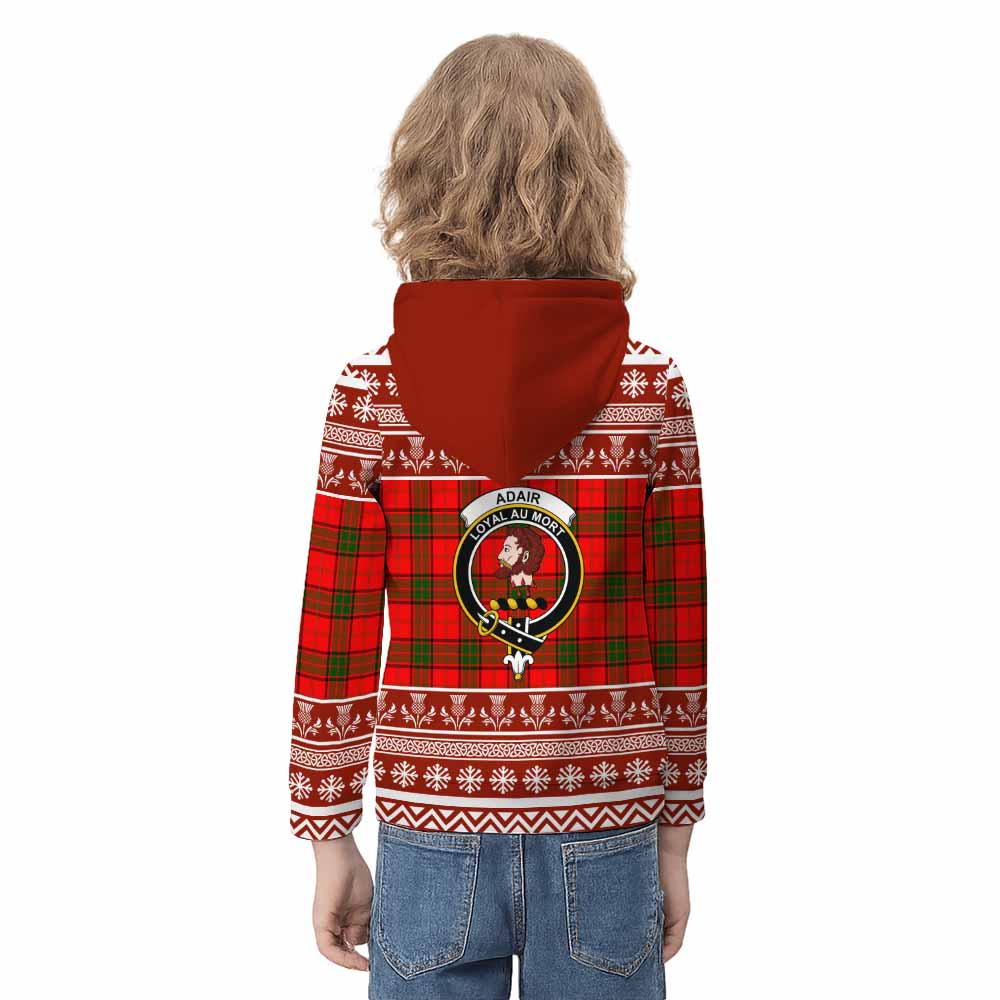 Adair Clan Tartan Christmas Kid Hoodie with Family Crest - Tartan Vibes Clothing