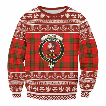 Adair Clan Tartan Christmas Sweatshirt with Family Crest