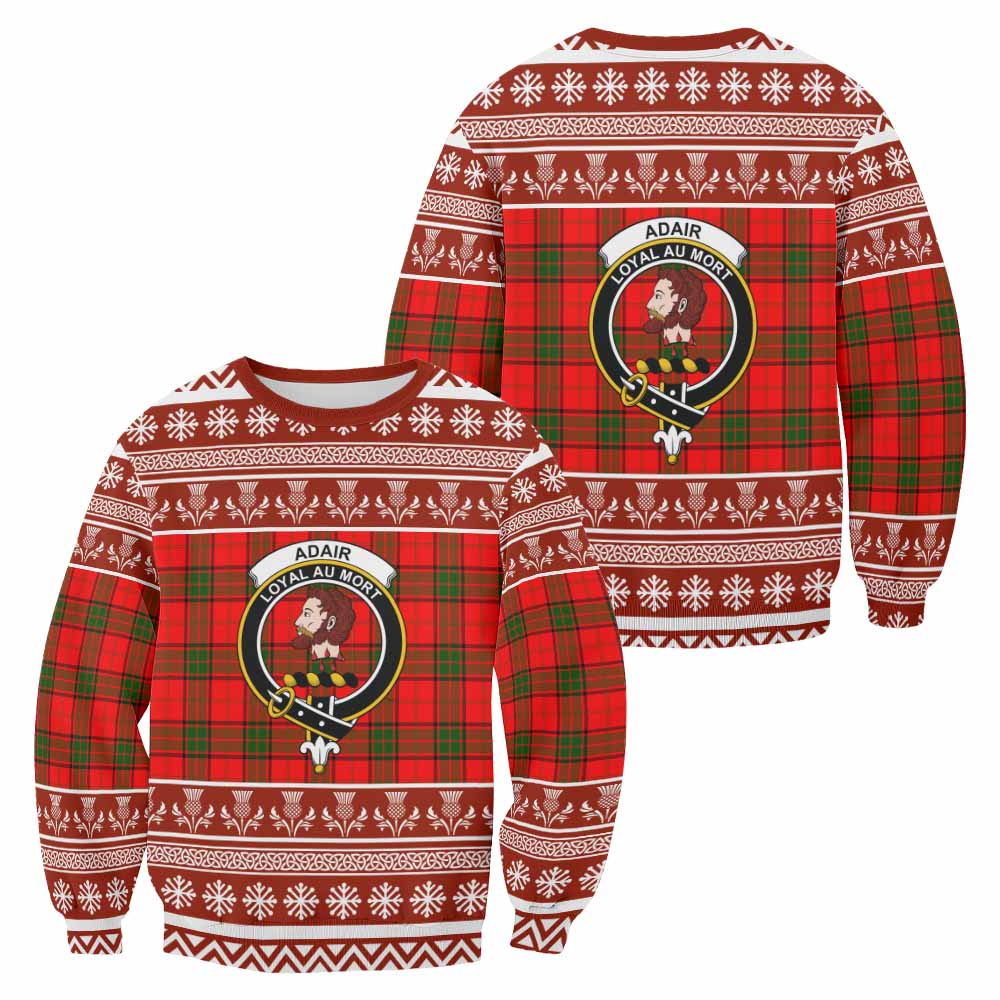 Adair Clan Tartan Christmas Sweatshirt with Family Crest - Tartan Vibes Clothing