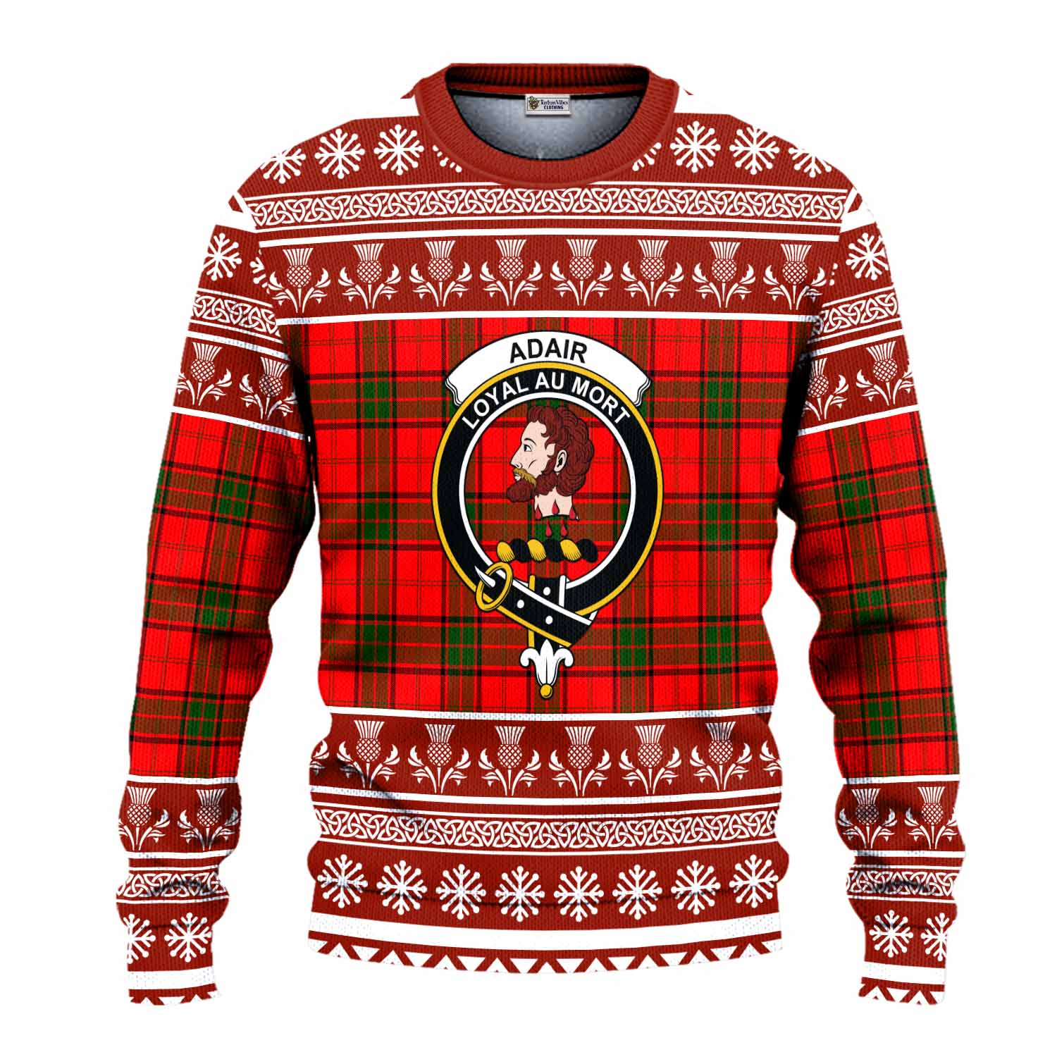 Adair Clan Tartan Christmas Ugly Sweater with Family Crest - Tartan Vibes Clothing