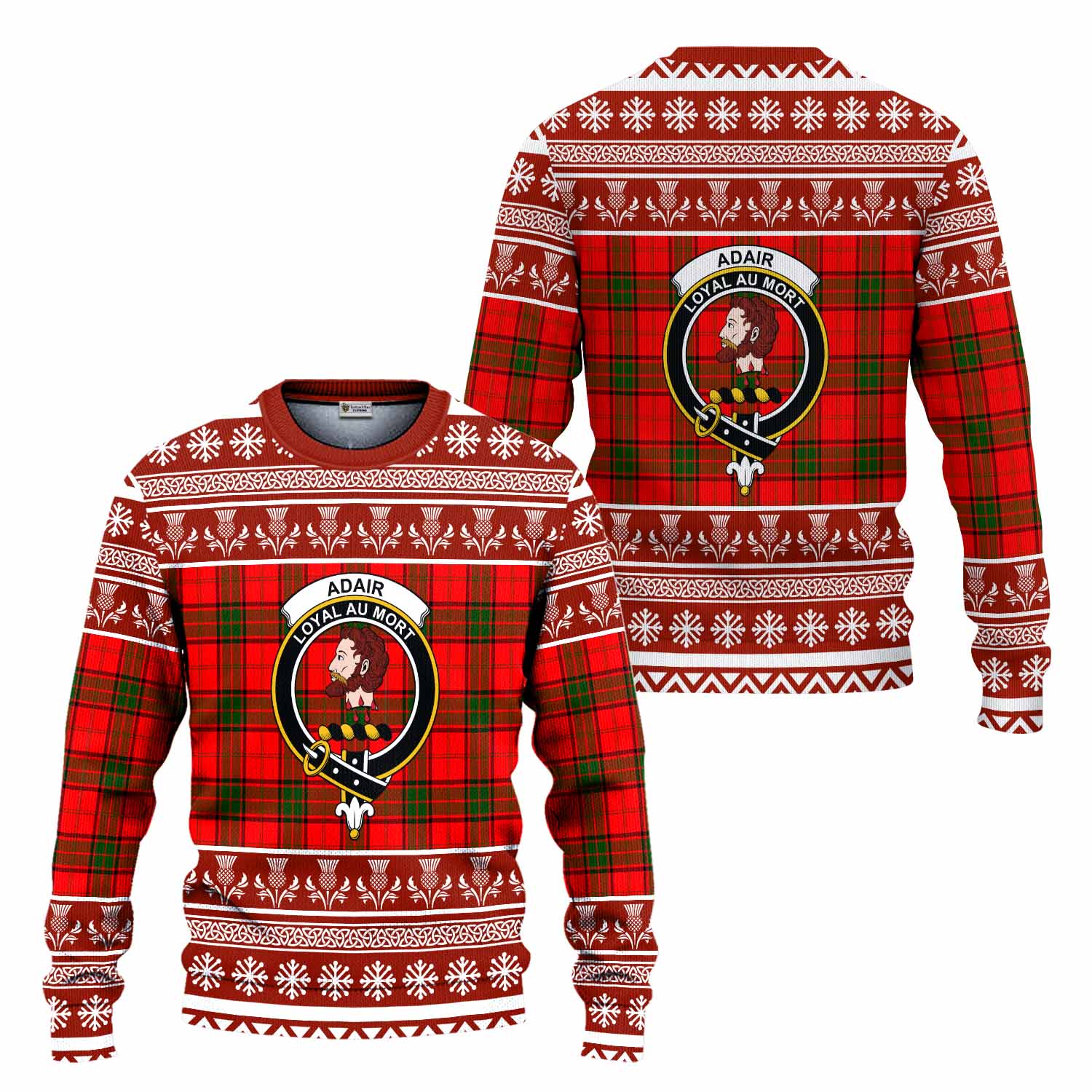 Adair Clan Tartan Christmas Ugly Sweater with Family Crest - Tartan Vibes Clothing