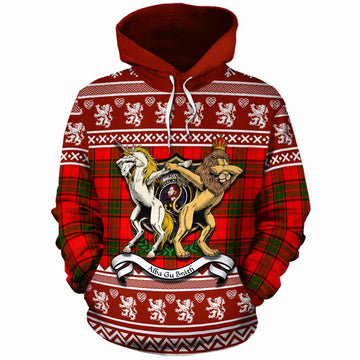 Adair Clan Tartan Crest Christmas Cotton Hoodie Coat of Arms Funny Style
