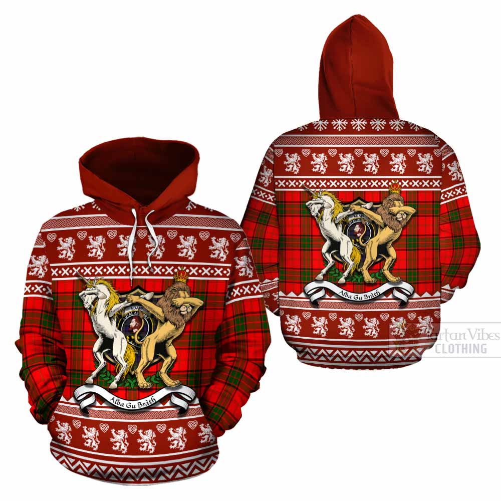 Adair Clan Tartan Crest Christmas Cotton Hoodie Coat of Arms Funny Style - Tartan Vibes Clothing
