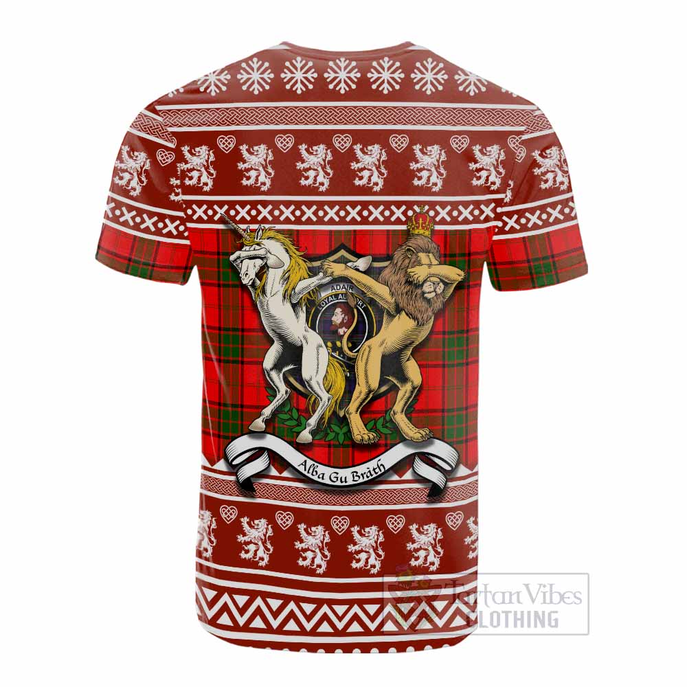 Adair Clan Tartan Crest Christmas Cotton T-shirt Coat of Arms Funny Style - Tartan Vibes Clothing