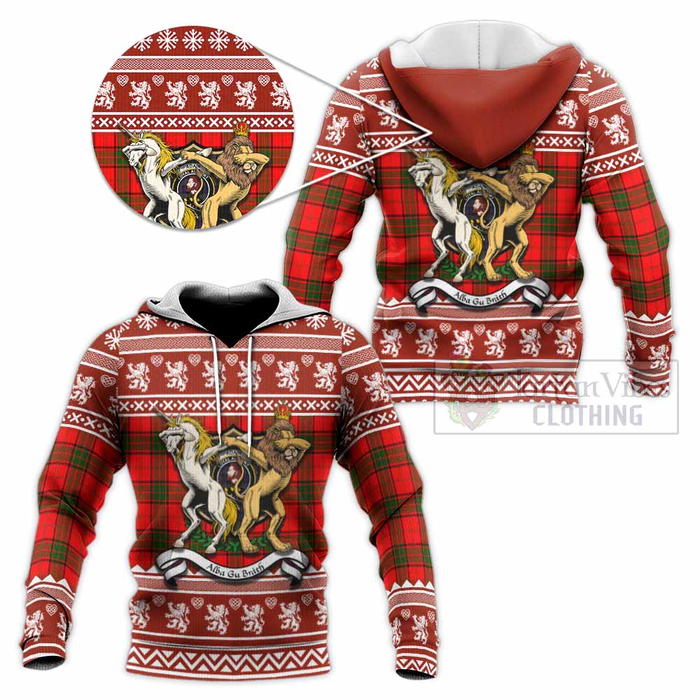Adair Clan Tartan Crest Christmas Knitted Hoodie Coat of Arms Funny Style - Tartan Vibes Clothing