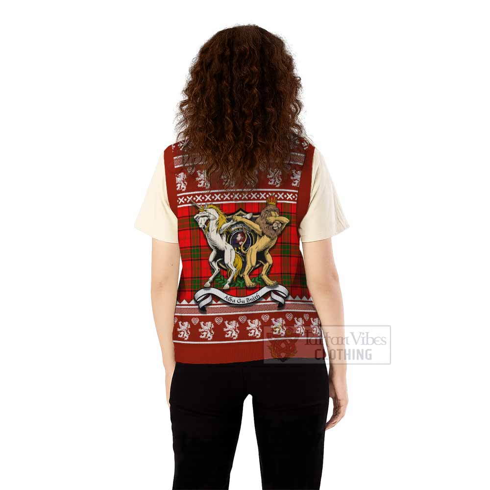 Adair Clan Tartan Crest Christmas Knitted V-Neck Vest Coat of Arms Funny Style - Tartan Vibes Clothing