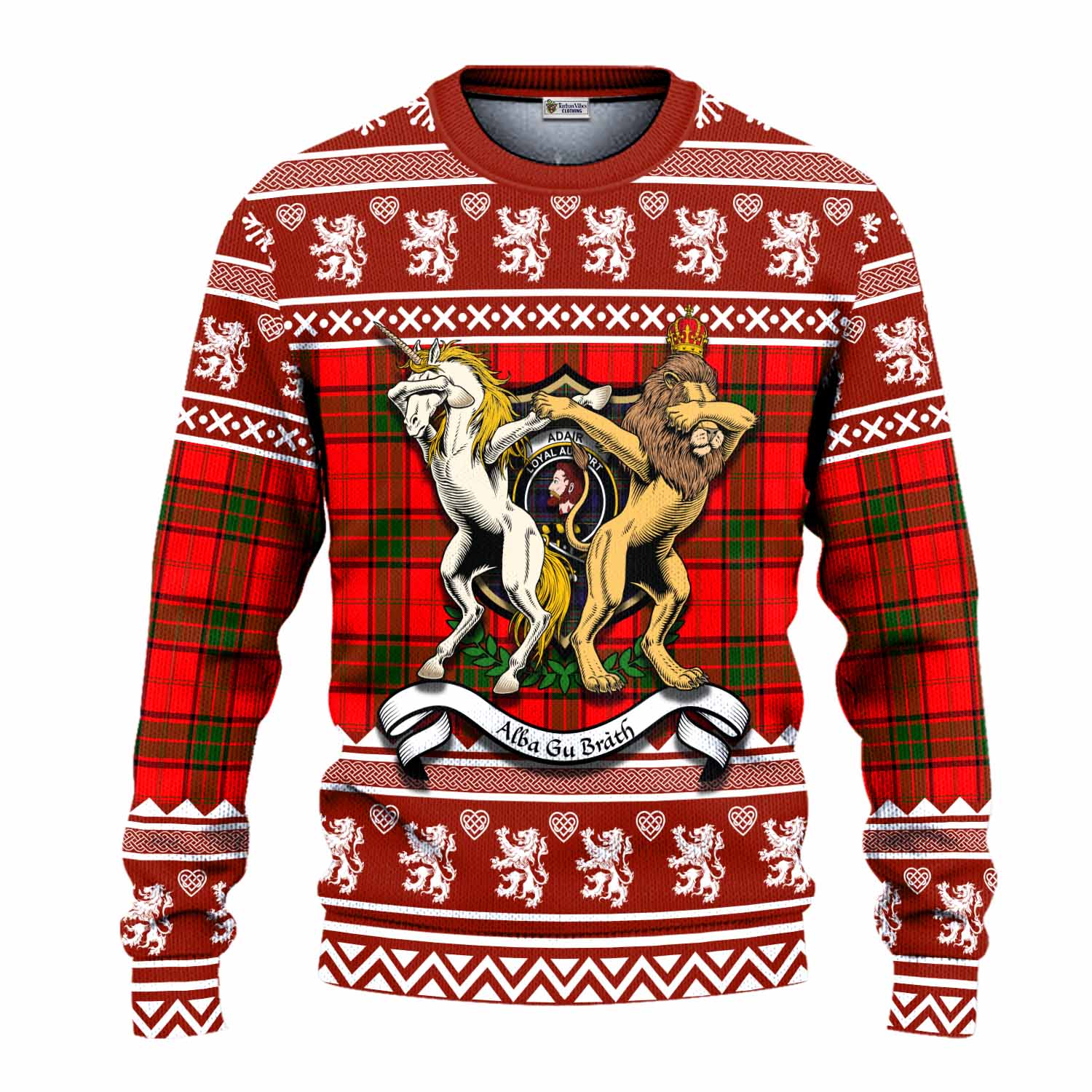 Adair Clan Tartan Crest Christmas Ugly Sweater Coat of Arms Funny Style - Tartan Vibes Clothing