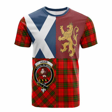 Adair Crest Tartan Cotton T-shirt with Lion Rampant Saltire Style - Tartan Vibes Clothing
