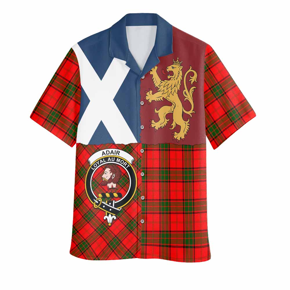 Adair Crest Tartan Hawaiian Shirt with Lion Rampant Saltire Style