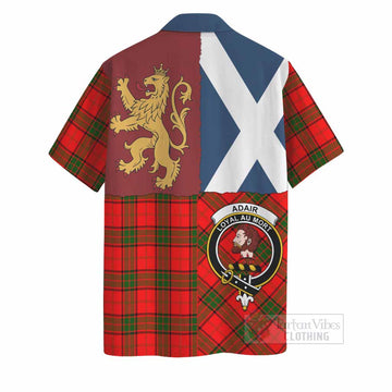 Adair Crest Tartan Hawaiian Shirt with Lion Rampant Saltire Style