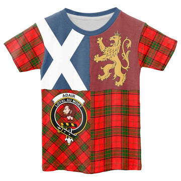 Adair Crest Tartan Kid T-shirt with Lion Rampant Saltire Style - Tartan Vibes Clothing