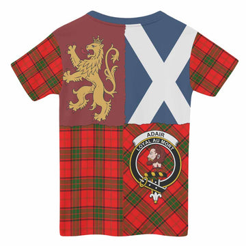 Adair Crest Tartan Kid T-shirt with Lion Rampant Saltire Style - Tartan Vibes Clothing