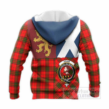 Adair Crest Tartan Knitted Hoodie with Lion Rampant Saltire Style