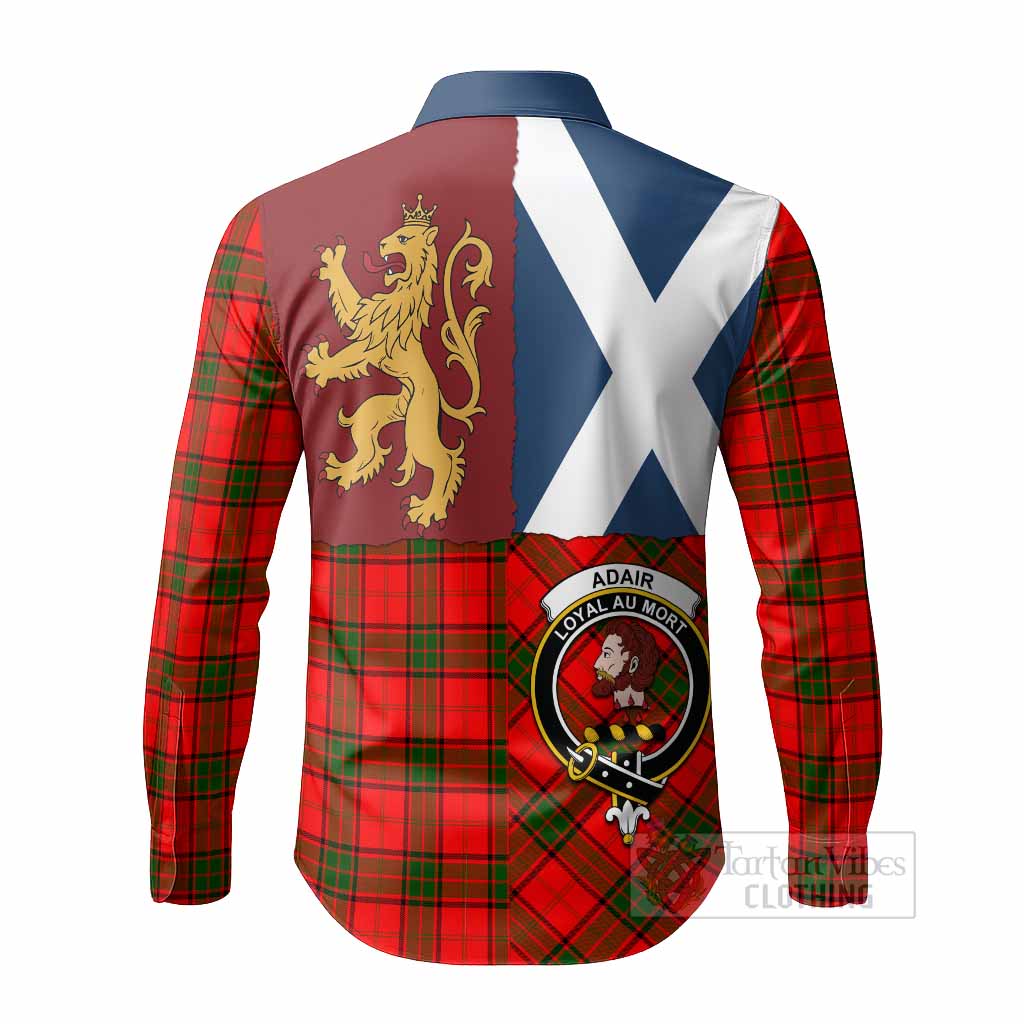 Adair Crest Tartan Long Sleeve Button Shirts with Lion Rampant Saltire Style