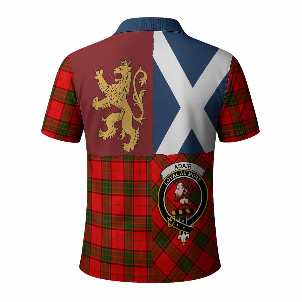 Adair Crest Tartan Polo Shirt with Lion Rampant Saltire Style