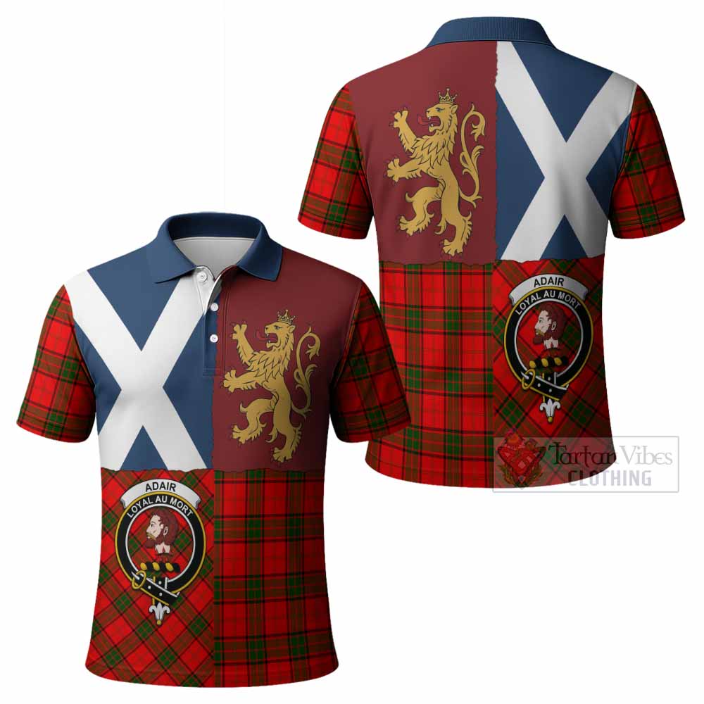 Adair Crest Tartan Polo Shirt with Lion Rampant Saltire Style