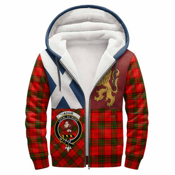 Adair Crest Tartan Sherpa Hoodie with Lion Rampant Saltire Style