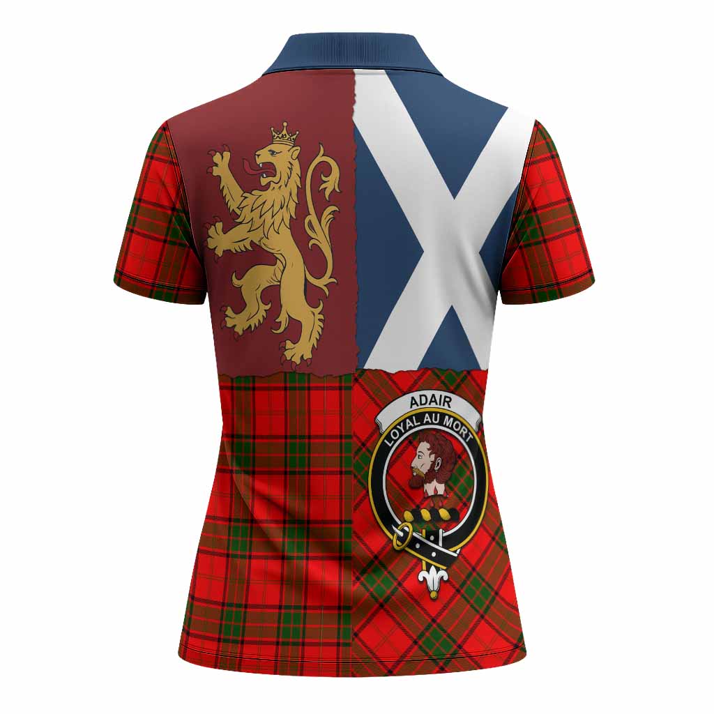 Adair Crest Tartan Women Polo Shirt with Lion Rampant Saltire Style