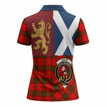 Adair Crest Tartan Women Polo Shirt with Lion Rampant Saltire Style