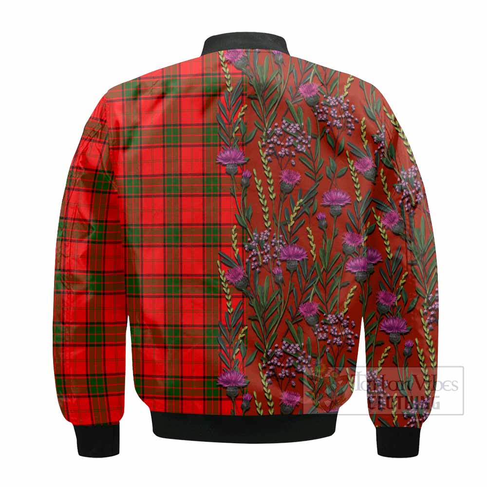 Adair Family Crest Tartan Bomber Jacket Scottish Thistle Flower Pattern Half Style - Tartan Vibes Clothing