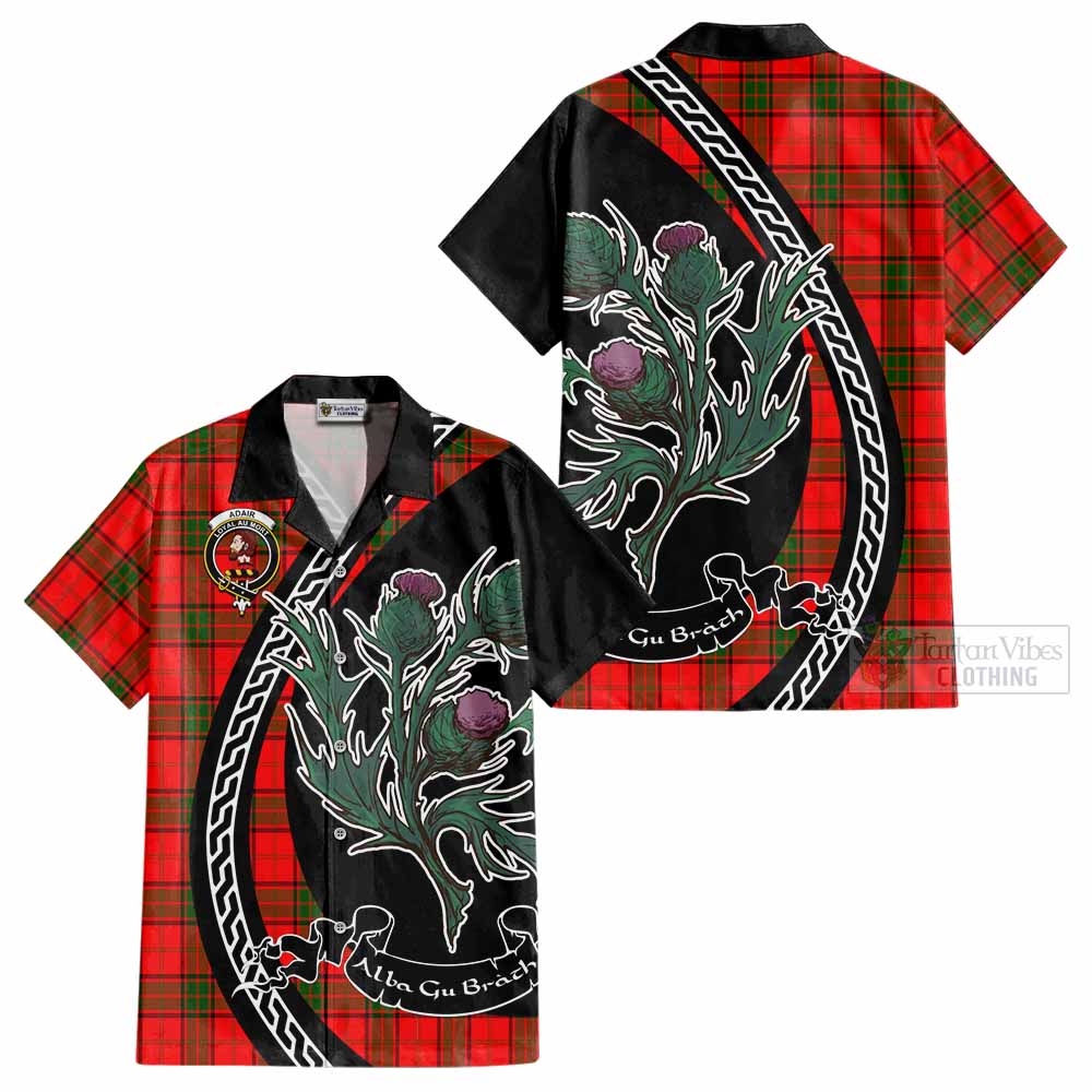 Adair Family Crest Tartan Cotton Hawaiian Shirt Alba Thistle Inspired - Tartan Vibes Clothing