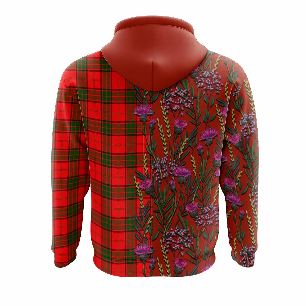 Adair Family Crest Tartan Hoodie Scottish Thistle Flower Pattern Half Style - Tartan Vibes Clothing