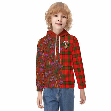 Adair Family Crest Tartan Kid Hoodie Scottish Thistle Flower Pattern Half Style - Tartan Vibes Clothing
