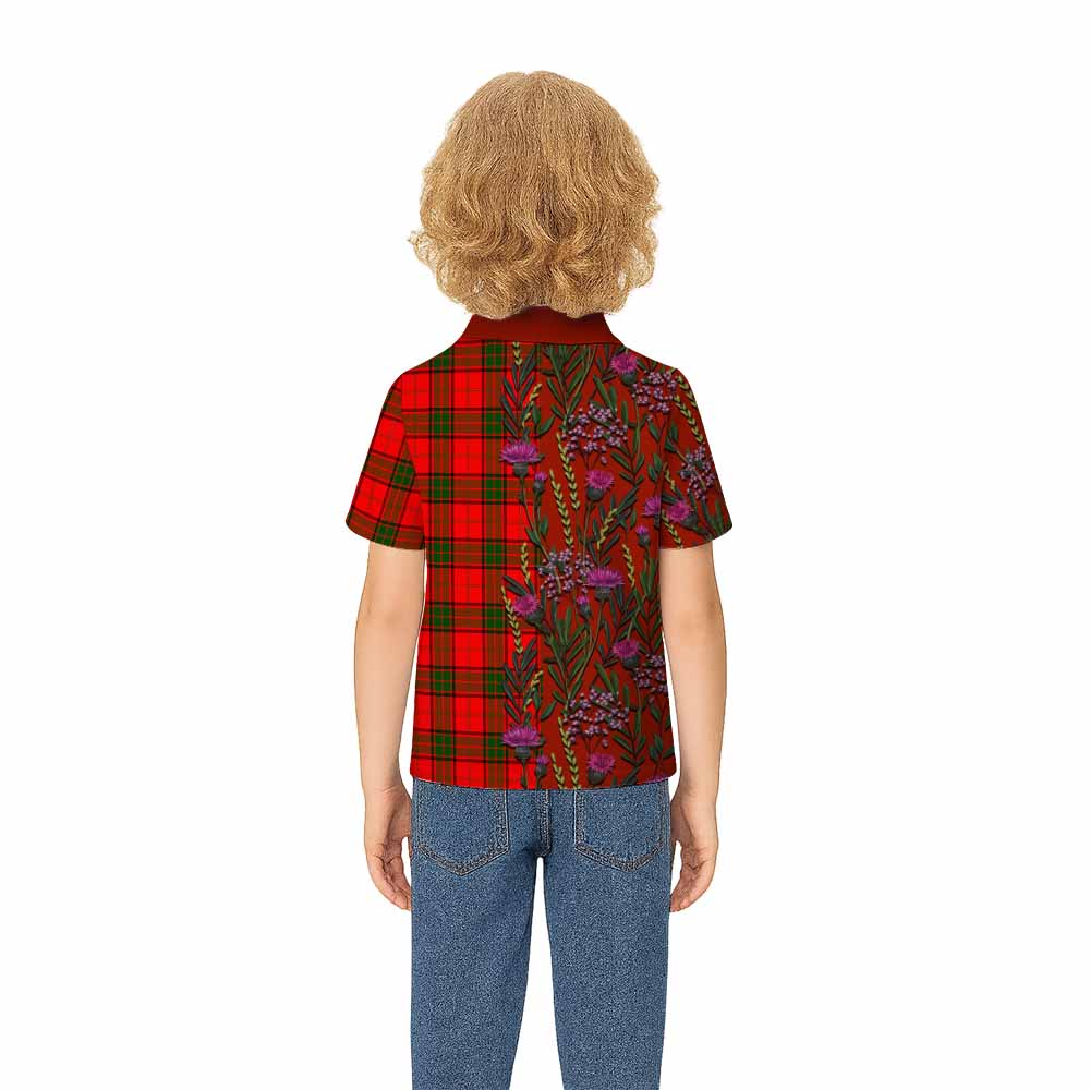 Adair Family Crest Tartan Kid Polo Shirt Scottish Thistle Flower Pattern Half Style - Tartan Vibes Clothing