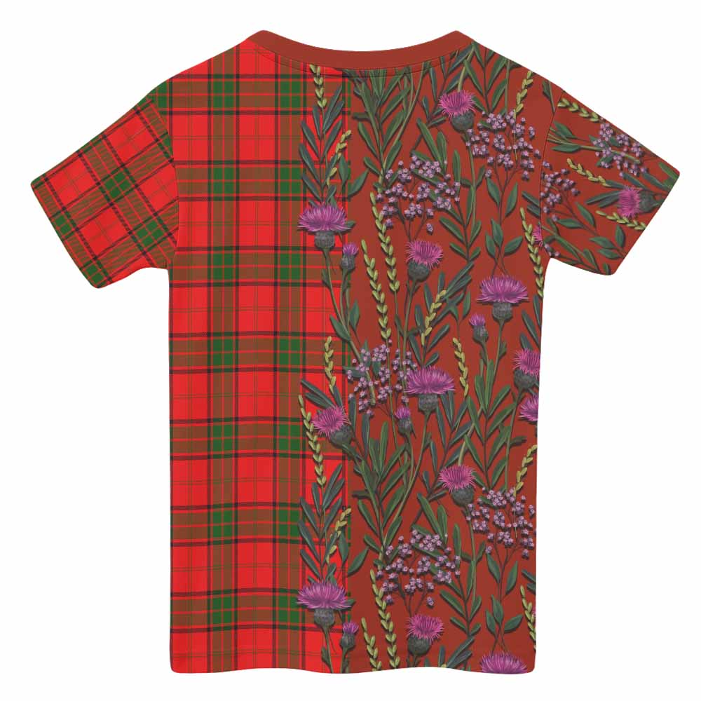 Adair Family Crest Tartan Kid T-shirt Scottish Thistle Flower Pattern Half Style - Tartan Vibes Clothing