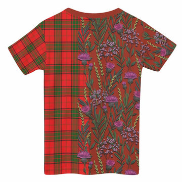 Adair Family Crest Tartan Kid T-shirt Scottish Thistle Flower Pattern Half Style - Tartan Vibes Clothing