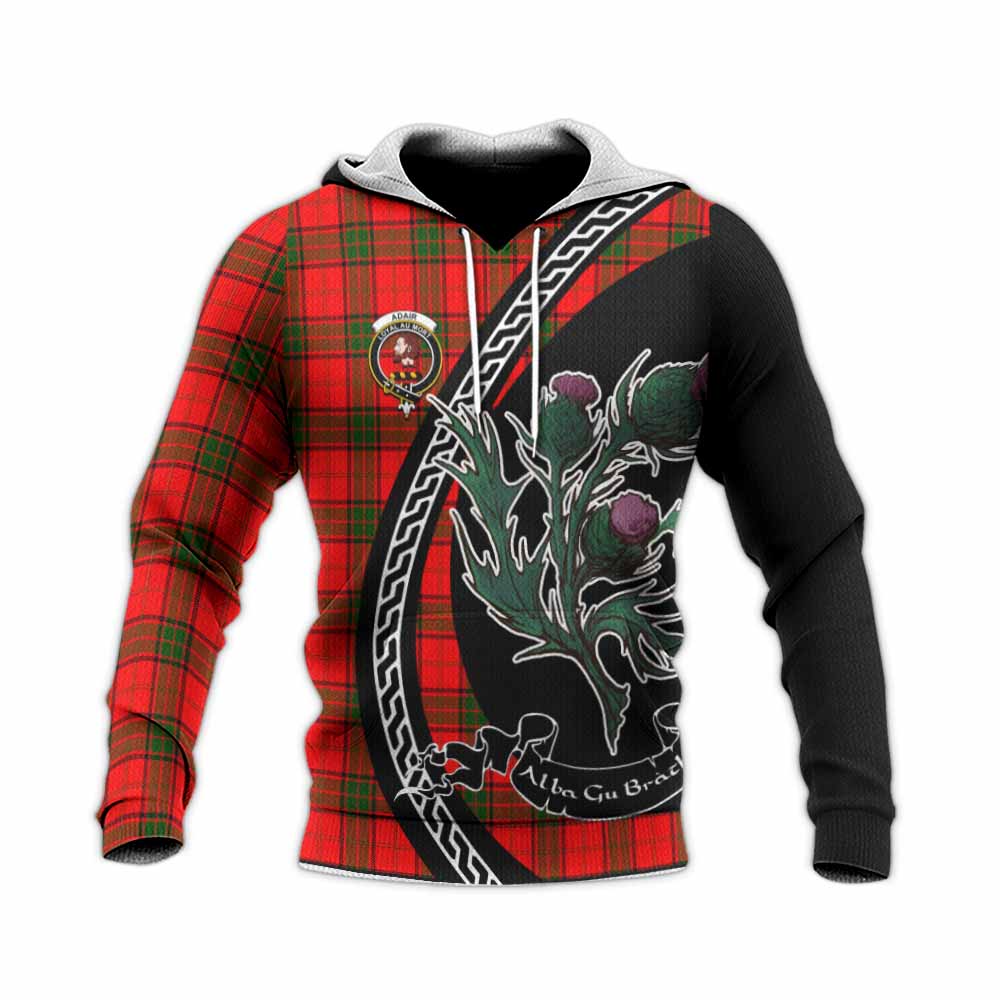 Adair Family Crest Tartan Knitted Hoodie Alba Thistle Inspired - Tartan Vibes Clothing