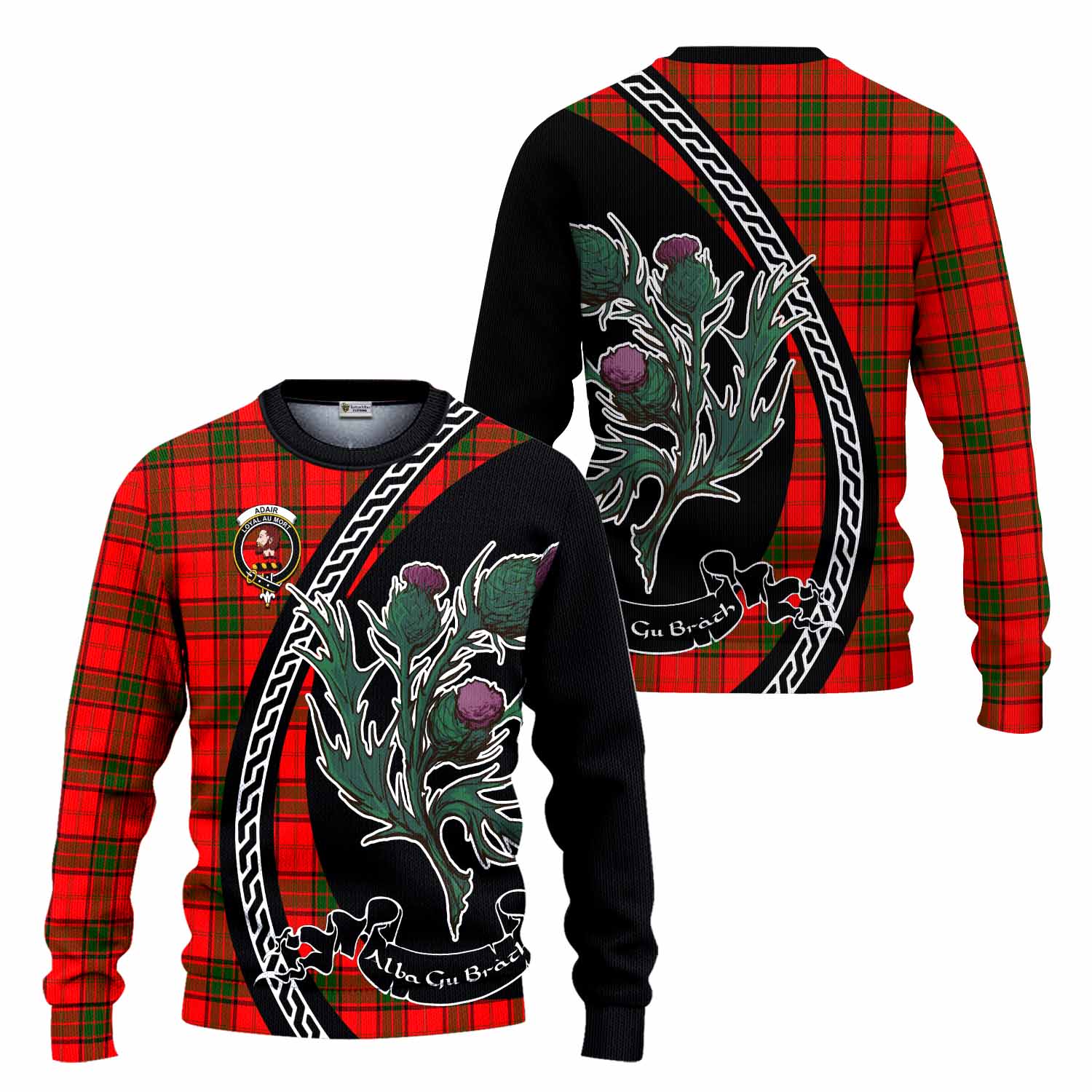 Adair Family Crest Tartan Knitted Sweater Alba Thistle Inspired - Tartan Vibes Clothing