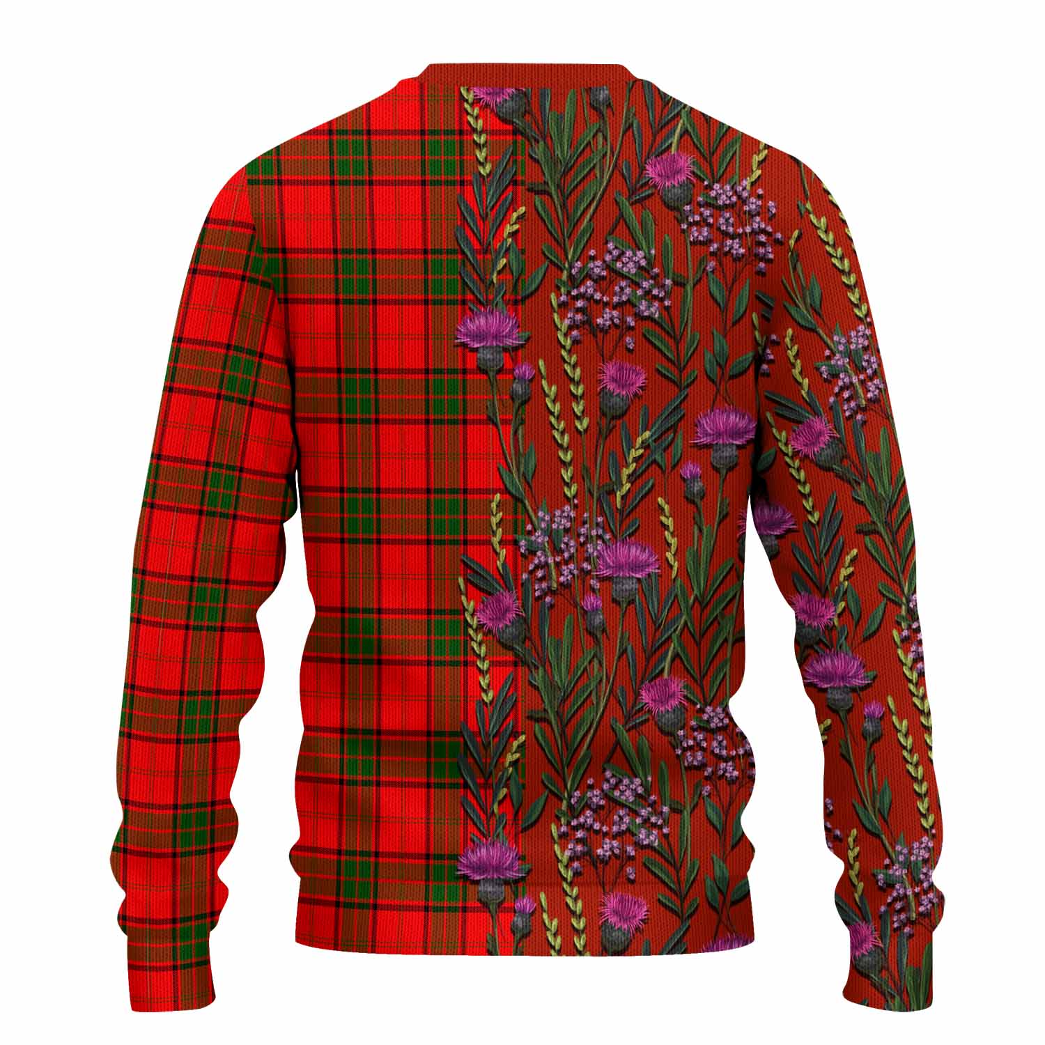 Adair Family Crest Tartan Knitted Sweater Scottish Thistle Flower Pattern Half Style - Tartan Vibes Clothing