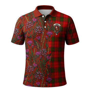 Adair Family Crest Tartan Polo Shirt Scottish Thistle Flower Pattern Half Style