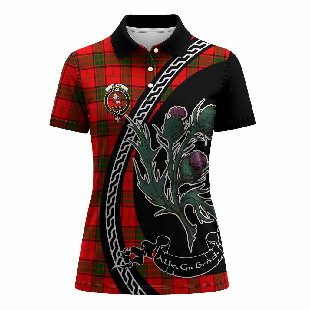 Adair Family Crest Tartan Women Polo Shirt Alba Thistle Inspired - Tartan Vibes Clothing