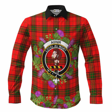 Adair Scotland Tartan Crest Thistle Heritage Long Sleeve Button Shirts