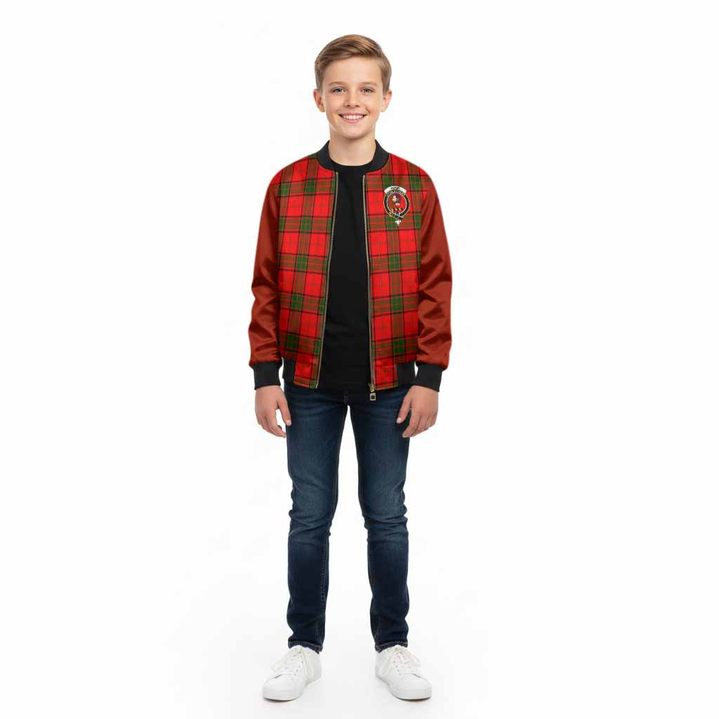 Adair Tartan Accent Kid Bomber Jacket with Family Crest