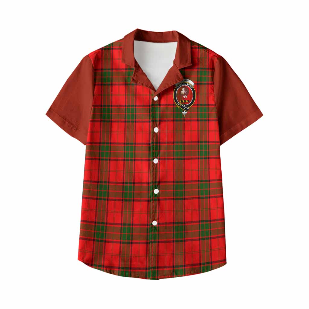 Adair Tartan Accent Kid Hawaiian Shirt with Family Crest