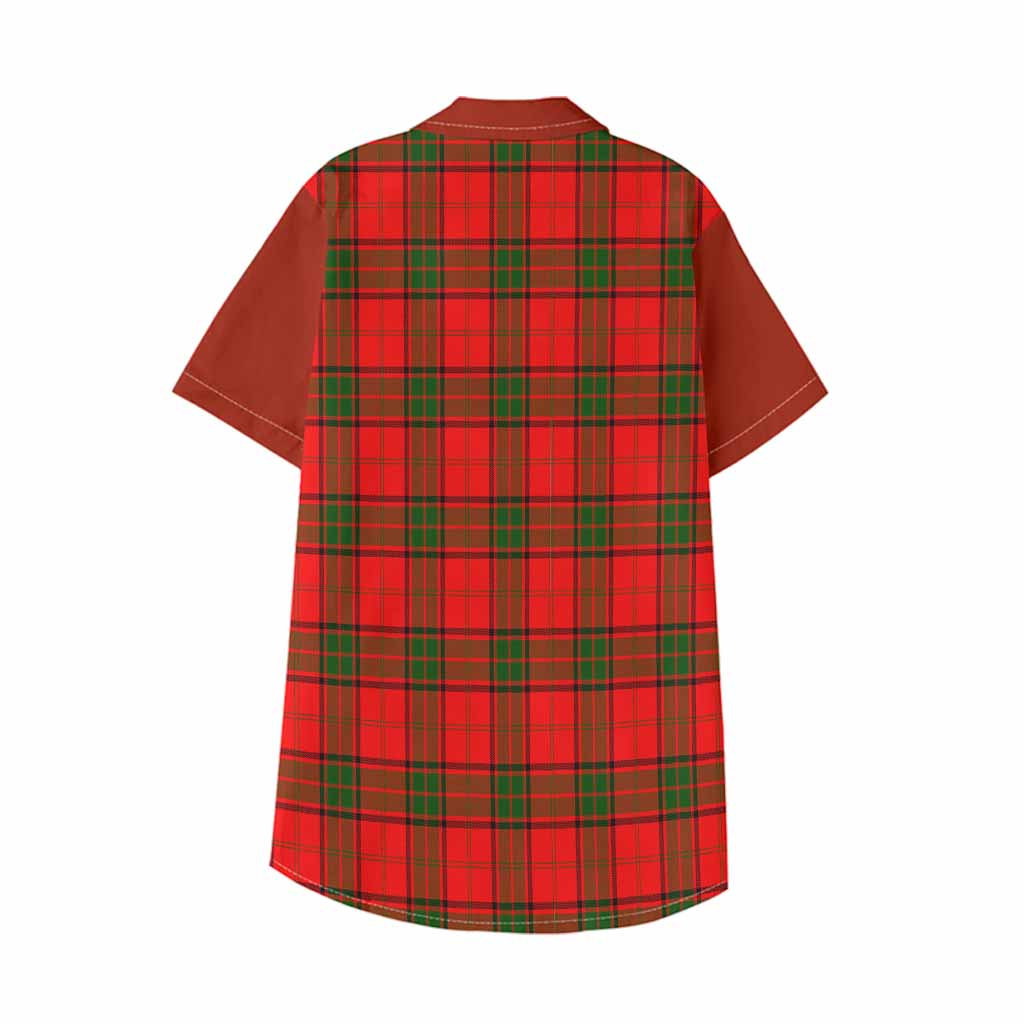 Adair Tartan Accent Kid Hawaiian Shirt with Family Crest