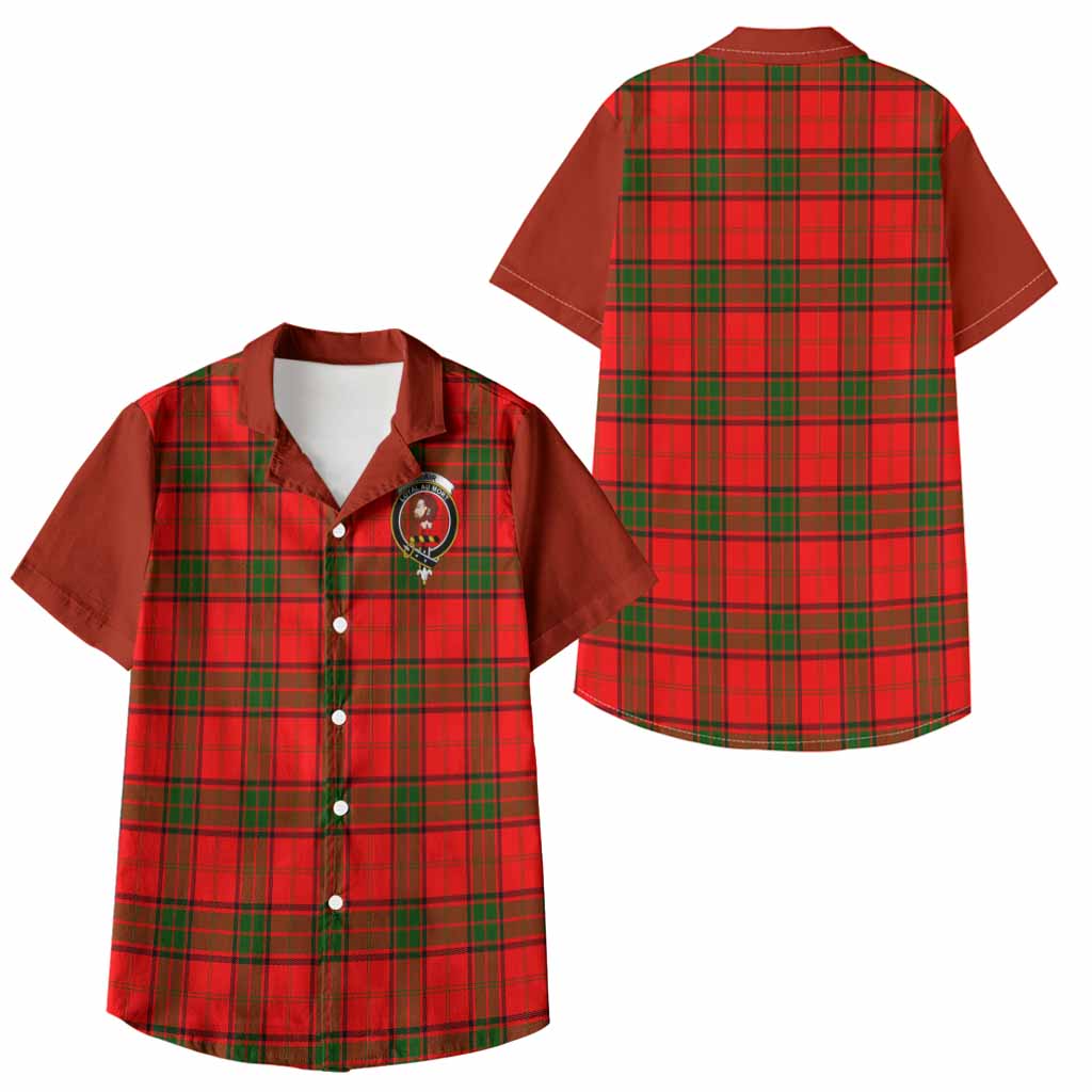 Adair Tartan Accent Kid Hawaiian Shirt with Family Crest