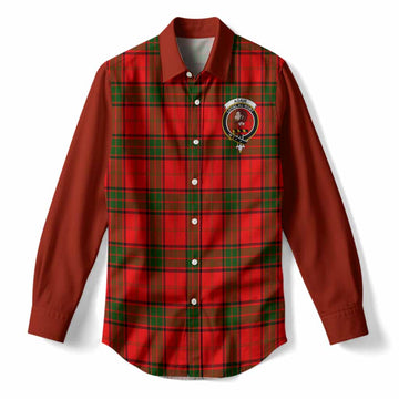 Adair Tartan Accent Women Casual Shirt with Family Crest