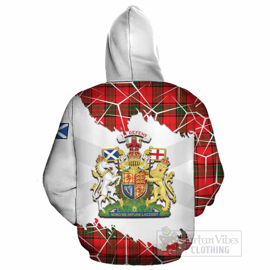 Adair Tartan Cotton Hoodie with Family Crest and Lion Rampant Grunge Style