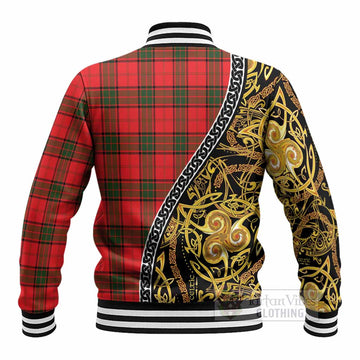 Adair Tartan Crest Baseball Jacket Celtic Knot and Triple Trickle Spiral Symbols