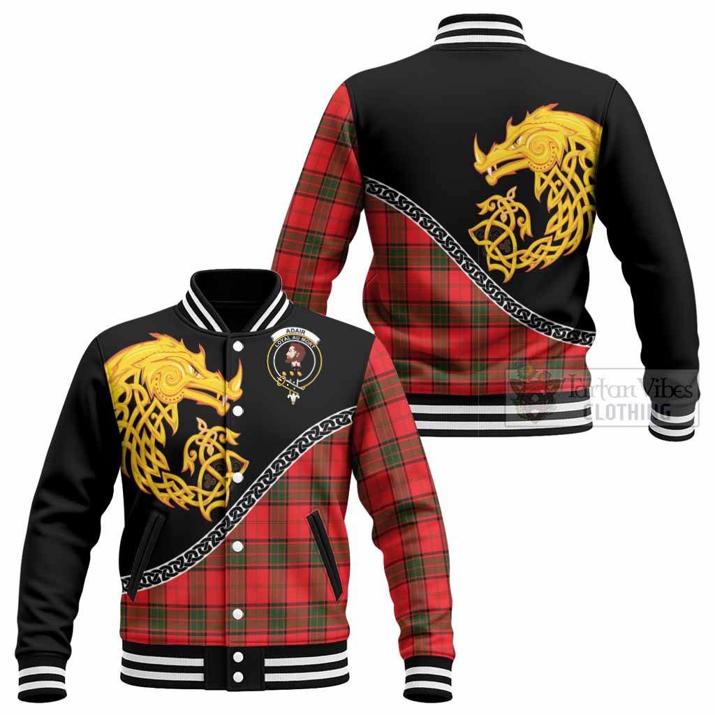 Adair Tartan Crest Baseball Jacket Legendary Dragon Knot Half Style