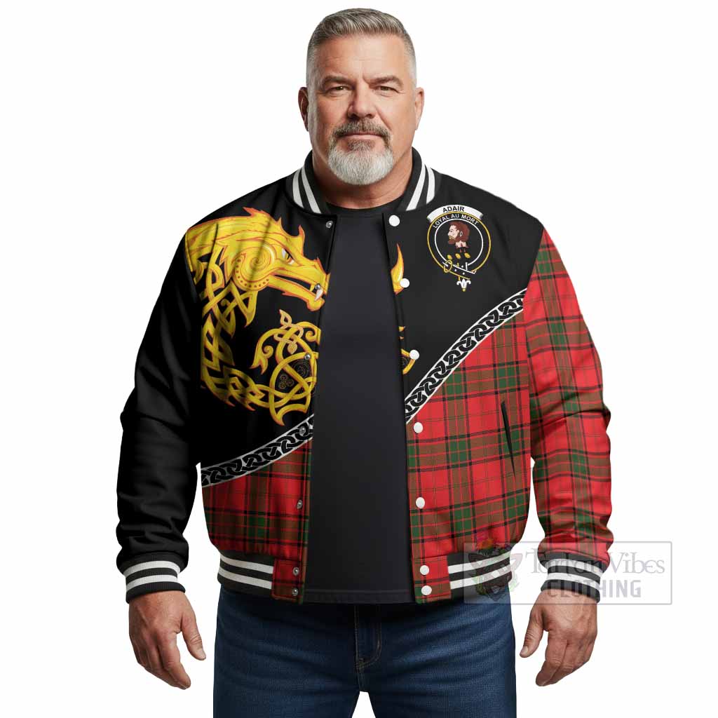 Adair Tartan Crest Baseball Jacket Legendary Dragon Knot Half Style