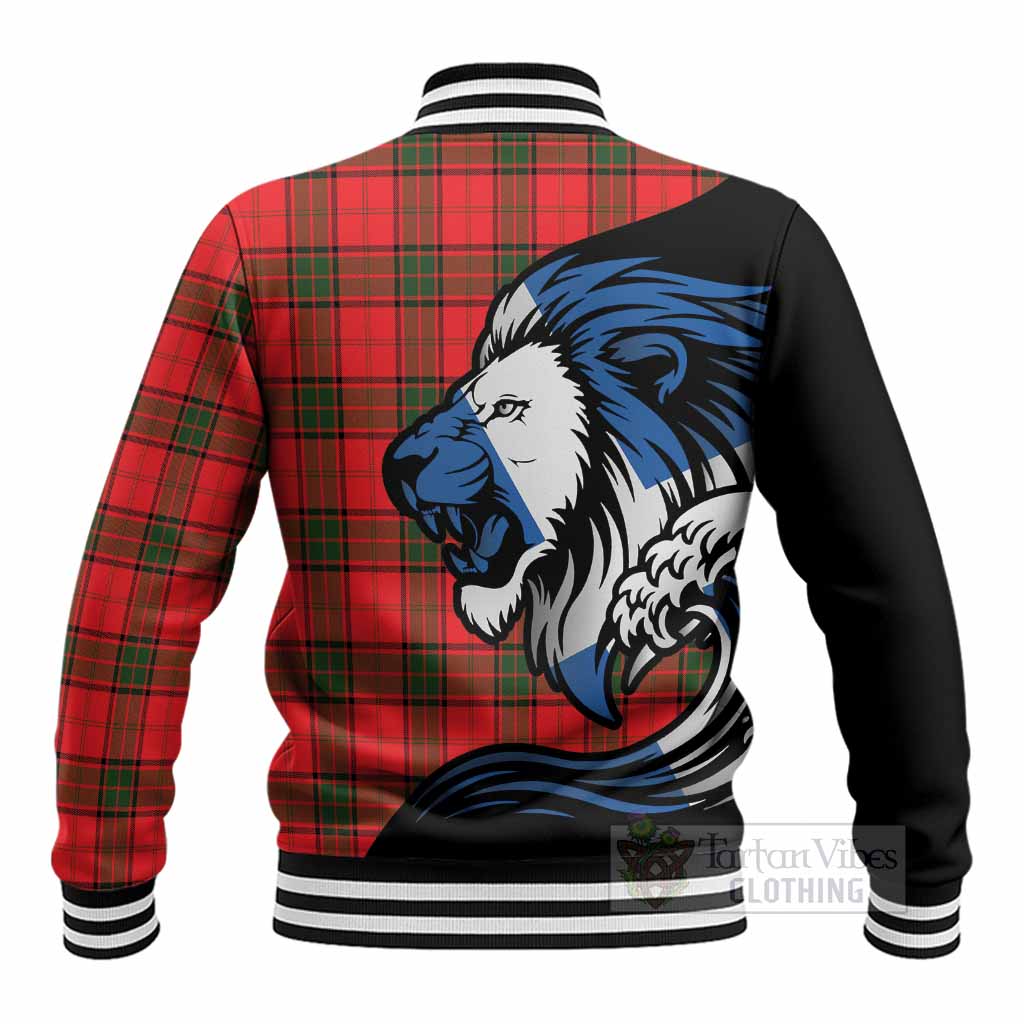 Adair Tartan Crest Baseball Jacket Scottish Golden Lions Wave Flow