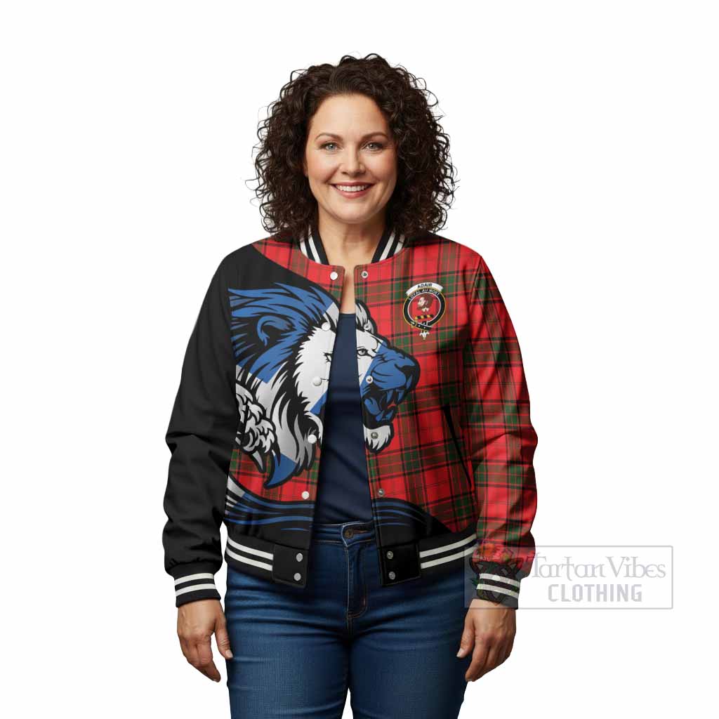 Adair Tartan Crest Baseball Jacket Scottish Golden Lions Wave Flow