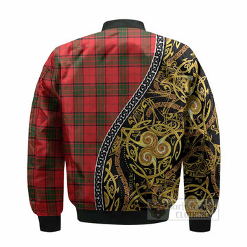 Adair Tartan Crest Bomber Jacket Celtic Knot and Triple Trickle Spiral Symbols