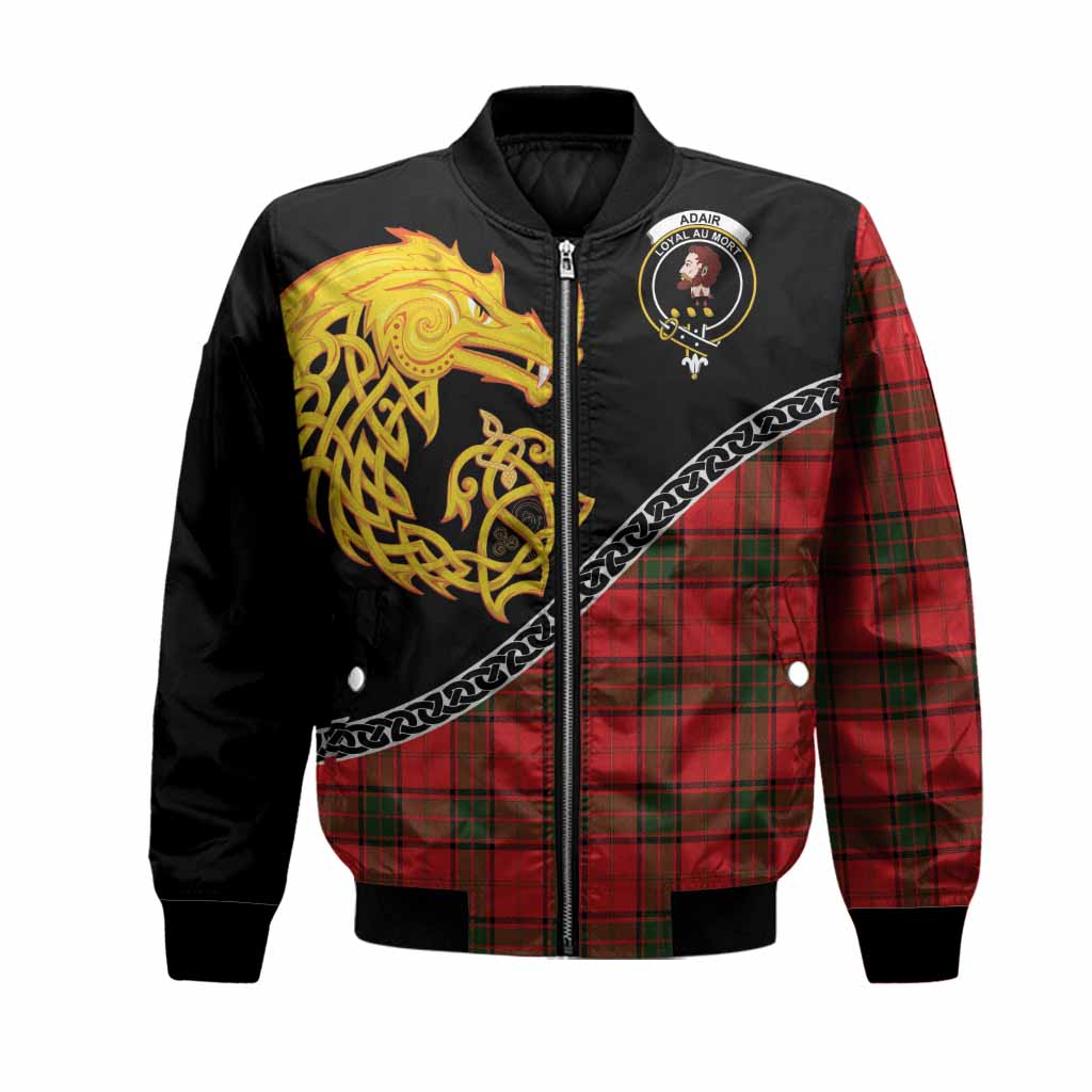 Adair Tartan Crest Bomber Jacket Legendary Dragon Knot Half Style